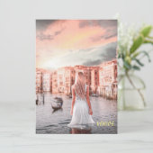 Blondie im romantischen Venedig Feiertagskarte (Stehend Vorderseite)