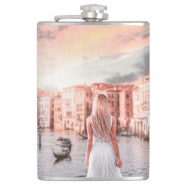 Blondie im romantischen Venedig Flachmann