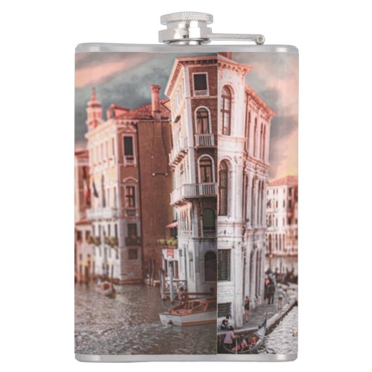 Blondie im romantischen Venedig Flachmann (Rückseite)