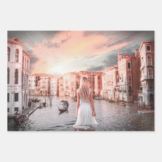 Blondie im romantischen Venedig Geschenkpapier Set (Vorderseite)