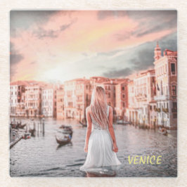 Blondie im romantischen Venedig Glasuntersetzer