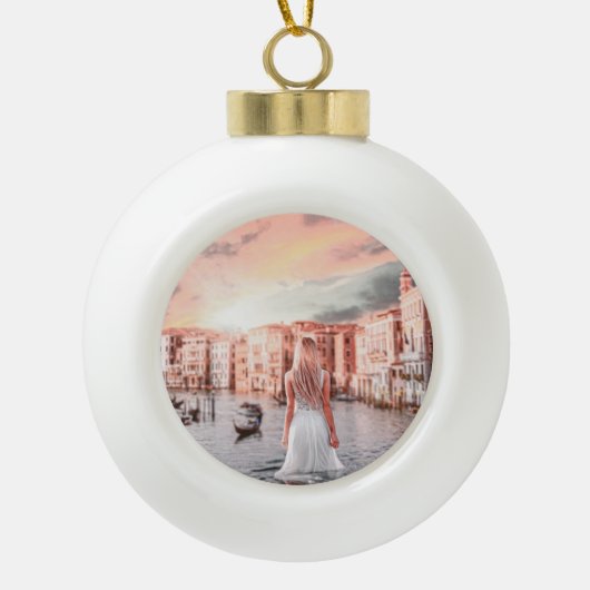 Blondie im romantischen Venedig Keramik Kugel-Ornament (Vorderseite)