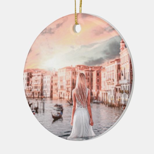 Blondie im romantischen Venedig Keramik Ornament (Links)