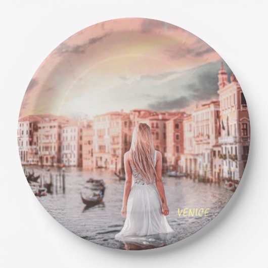 Blondie im romantischen Venedig Pappteller (Vorderseite)