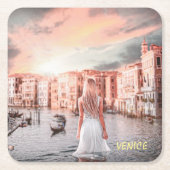 Blondie im romantischen Venedig Rechteckiger Pappuntersetzer (Vorderseite)