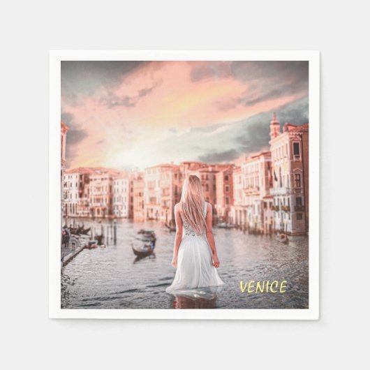 Blondie im romantischen Venedig Serviette (Vorderseite)