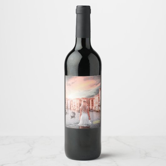 Blondie im romantischen Venedig Weinetikett (Vorderseite)