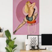 Blondine an der Schule, die das Button nach oben s Poster (Heimbüro)