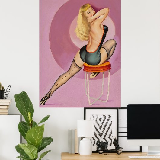 Blondine an der Schule, die das Button nach oben s Poster (Heimbüro)