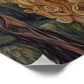 Blondine, Hund, laufen, Sonnenuntergang, Berge Poster (Ecke)