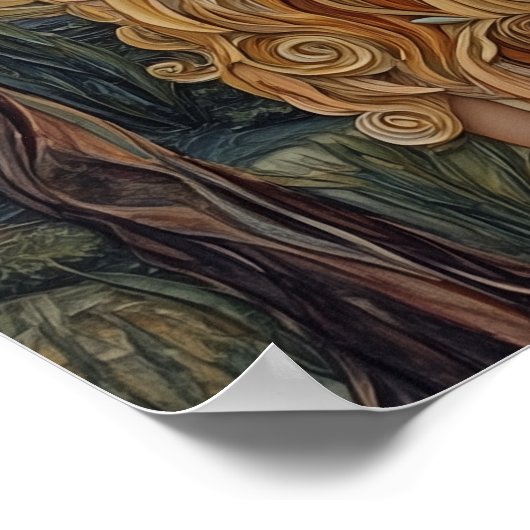 Blondine, Hund, laufen, Sonnenuntergang, Berge Poster (Ecke)