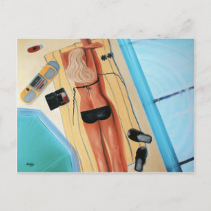 Blondine in Black Postkarte