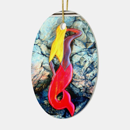 Blondine in rot keramikornament (Links)