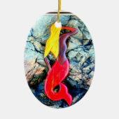 Blondine in rot keramikornament (Vorne)