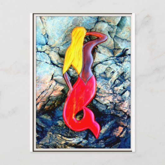 Blondine in rot postkarte (Vorderseite)
