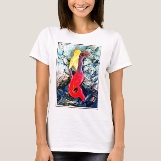 Blondine in rot T-Shirt (Vorderseite)