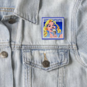 Blondine isst Eis im farbenfrohen Pop-Art-Stil der Button (Beispiel)
