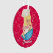 Blondine Koch, der Schüssel personalisiert Ornament (Vorderseite)