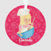 Blondine Koch, der Schüssel personalisiert Ornament (Rückseite)