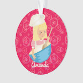 Blondine Koch, der Schüssel personalisiert Ornament (Vorderseite)