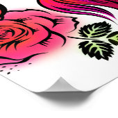 Blondine mit Rose und Regenbogenhaaren Poster (Ecke)