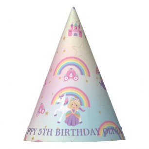 Blone Princess and Unicorn Rainbow Lila Partyhütchen