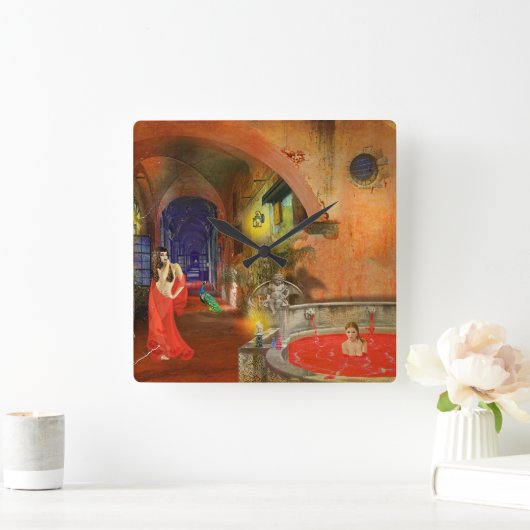 Blood Bath Quadratische Wanduhr (Zuhause)