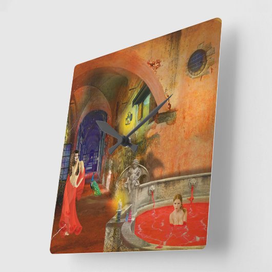 Blood Bath Quadratische Wanduhr (Winkel)