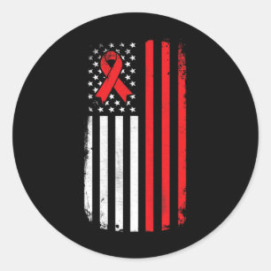 Blood Cancer Awareness American Flag Runder Aufkleber