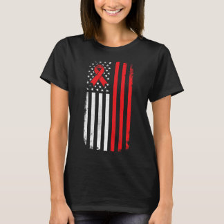 Blood Cancer Awareness American Flag T-Shirt