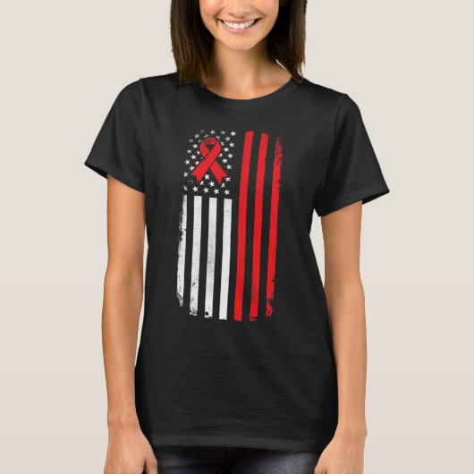 Blood Cancer Awareness American Flag T-Shirt (Vorderseite)
