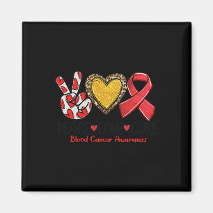 Blood Cancer Awareness Peace Love Cure Rebbon Magnet