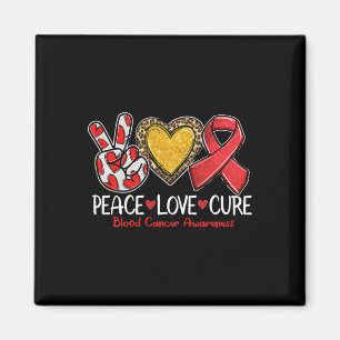 Blood Cancer Awareness Peace Love Cure Rebbon Magnet
