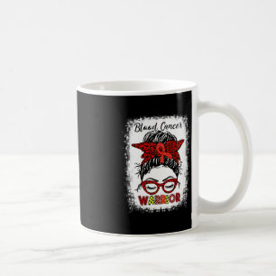 Blood Cancer Warrior Messy Bun Red Ribbon Leopard Kaffeetasse
