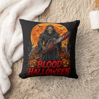 Blood Halloween Grim Reaper Chainsaw Pumpkin Hoodi Kissen