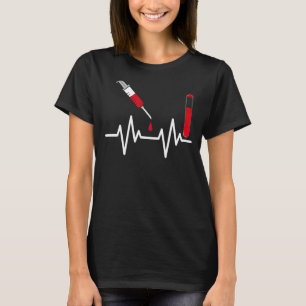 Blood Heartbeats Syringe Phlebotomist Phlebotomy T-Shirt