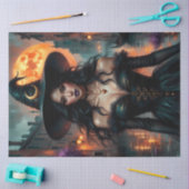 Blood Moon Gothic Hexe - Dark Fantasy Halloween Seidenpapier (Basteln)