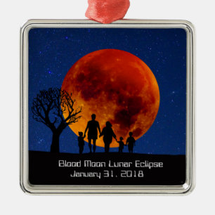 Blood Moon Lunar Eclipse Family Silbernes Ornament