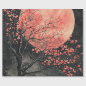 Blood Moon Sakura-Tuschewaschung (2) Geschenkpapier (Flach)