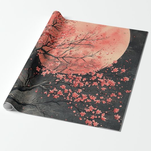 Blood Moon Sakura-Tuschewaschung (2) Geschenkpapier (Ungerollt)
