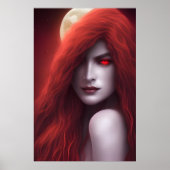 Blood Moon Sorcery - AI Fantasy Art Print Portrait Poster (Vorne)