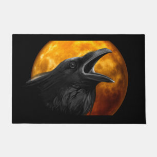 Blood Moon & Spooky Black Raven Halloween Fußmatte