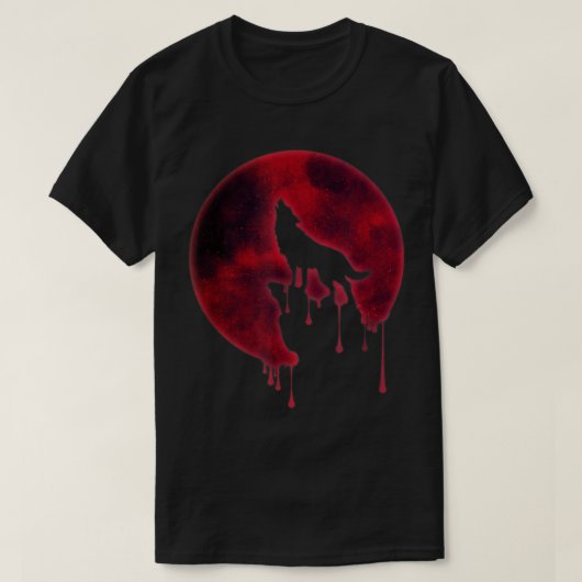 Blood Moon Wolf Howling Design T-Shirt (Design vorne)