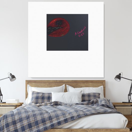 Blood Moonlit Night Stretched Canvas Print Leinwanddruck (Insitu (Schlafzimmer))