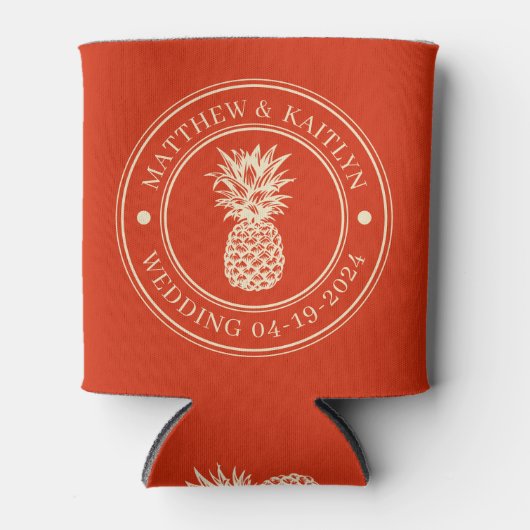 Blood Orange Pineapple Wedding Crest & Names Dosenkühler (Vorderseite)