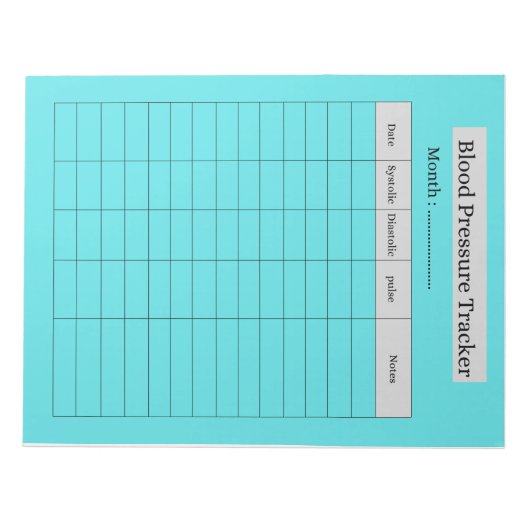 BLOOD PRESSURE TRACKER NOTIZBLOCK (Vorderseite)