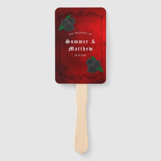 Blood Red and Black Rose Hochzeit Vielen Dank Fächer (Vorderseite)