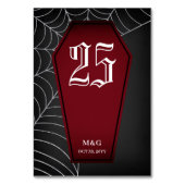 Blood Red Coffin Spiderweb Goth Wedding Tischnummer (Rückseite)