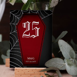 Blood Red Coffin Spiderweb Goth Wedding Tischnummer