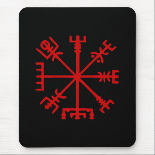 Blood Red Vegvísir (Viking Compass) Mousepad